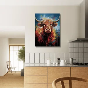 Tableau Vache Highland Colorée sur Toile peinture vache highland