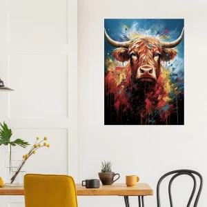 Tableau Vache Highland Colorée sur Toile peinture vache highland