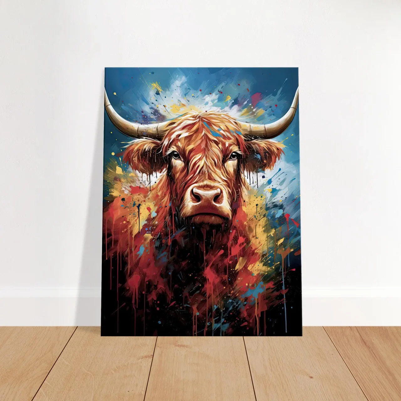 Tableau Vache Highland Colorée sur Toile peinture vache highland