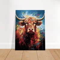 Tableau Vache Highland Colorée sur Toile peinture vache highland