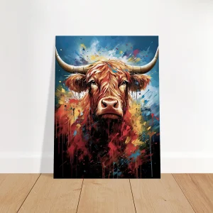 Tableau Vache Highland Colorée sur Toile peinture vache highland