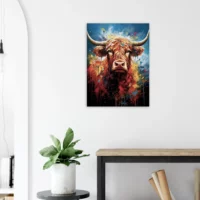 Tableau Vache Highland Colorée sur Toile peinture vache highland