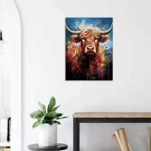 Tableau Vache Highland Colorée sur Toile peinture vache highland