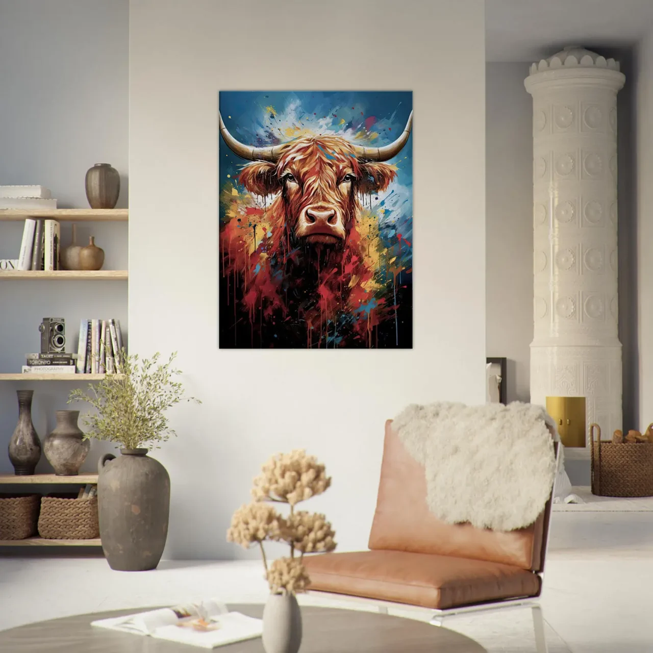 Tableau Vache Highland Colorée sur Toile peinture vache highland