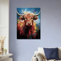 Tableau Vache Highland Colorée sur Toile peinture vache highland