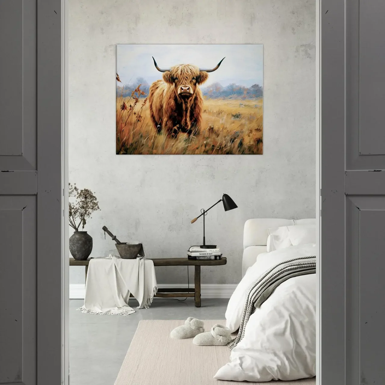 majesté d'une vache highland en automne