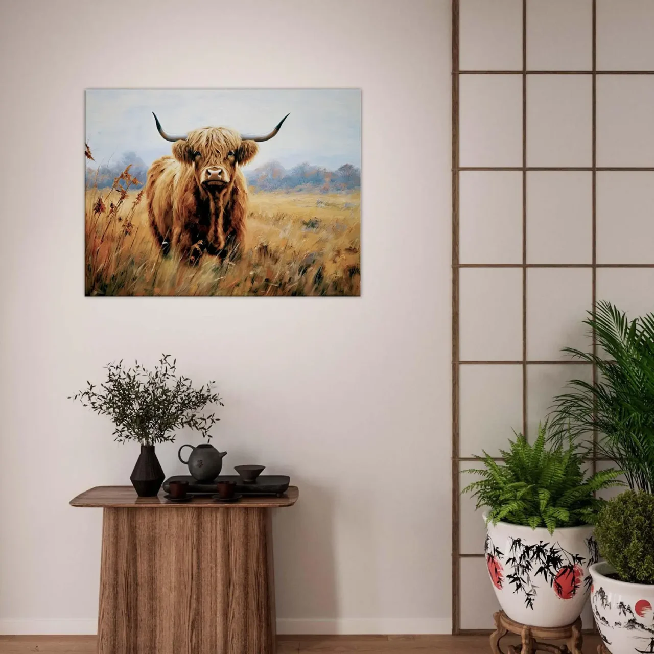 majesté d'une vache highland en automne