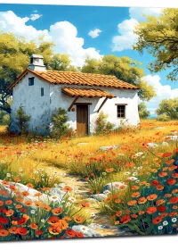 coquelicots et sérénité d'une maison champêtre