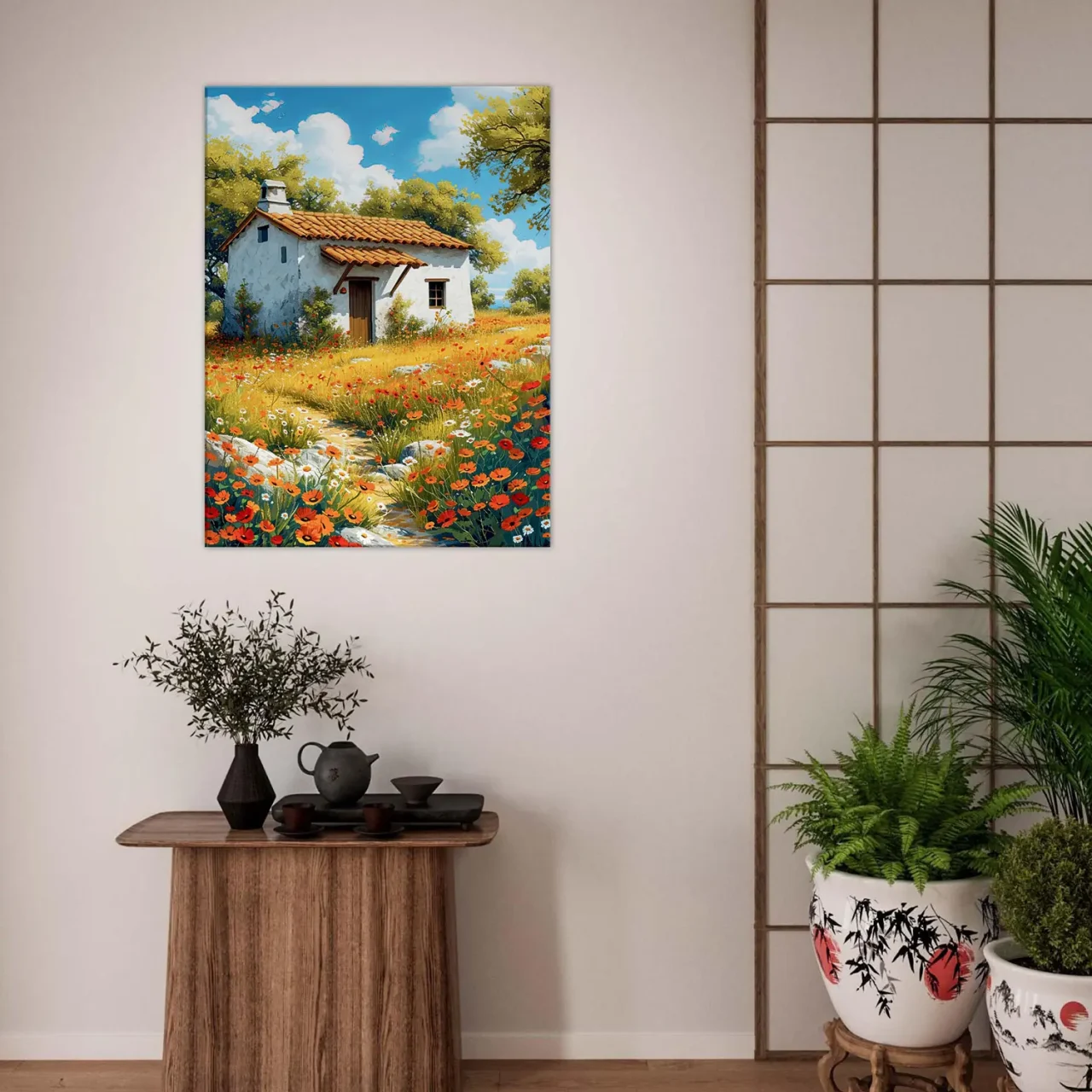 coquelicots et sérénité d'une maison champêtre