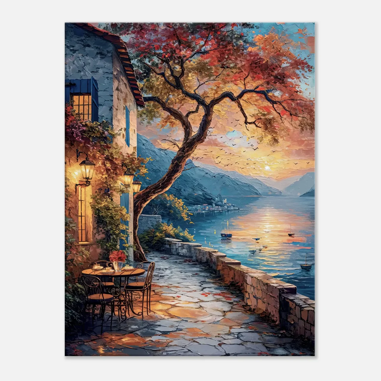 coucher de soleil sur le lac et soirée romantique