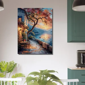 coucher de soleil sur le lac et soirée romantique