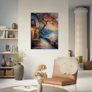 coucher de soleil sur le lac et soirée romantique