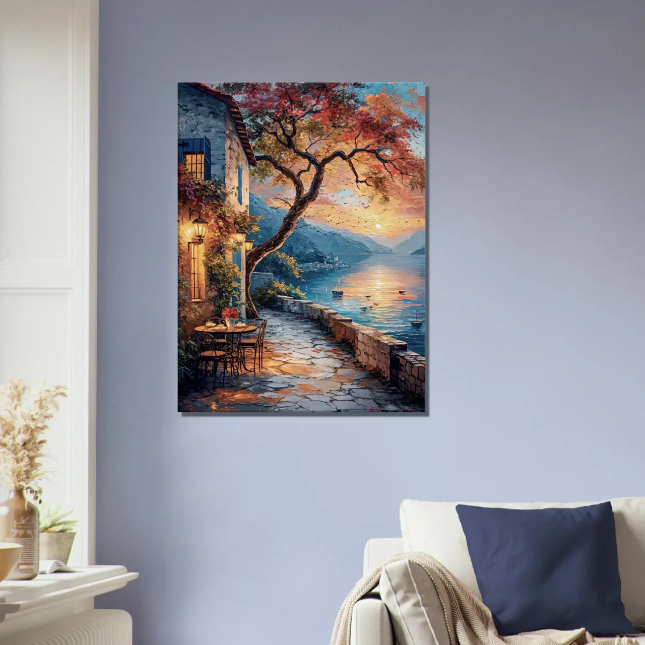 coucher de soleil sur le lac et soirée romantique