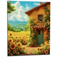 Eclat d’été Maisonnette et Tournesols eclat d'été maisonnette et tournesols