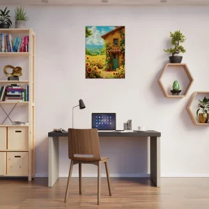 eclat d'été maisonnette et tournesols