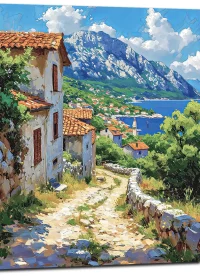 Évasion méditerranéenne vue sur le village de la côte