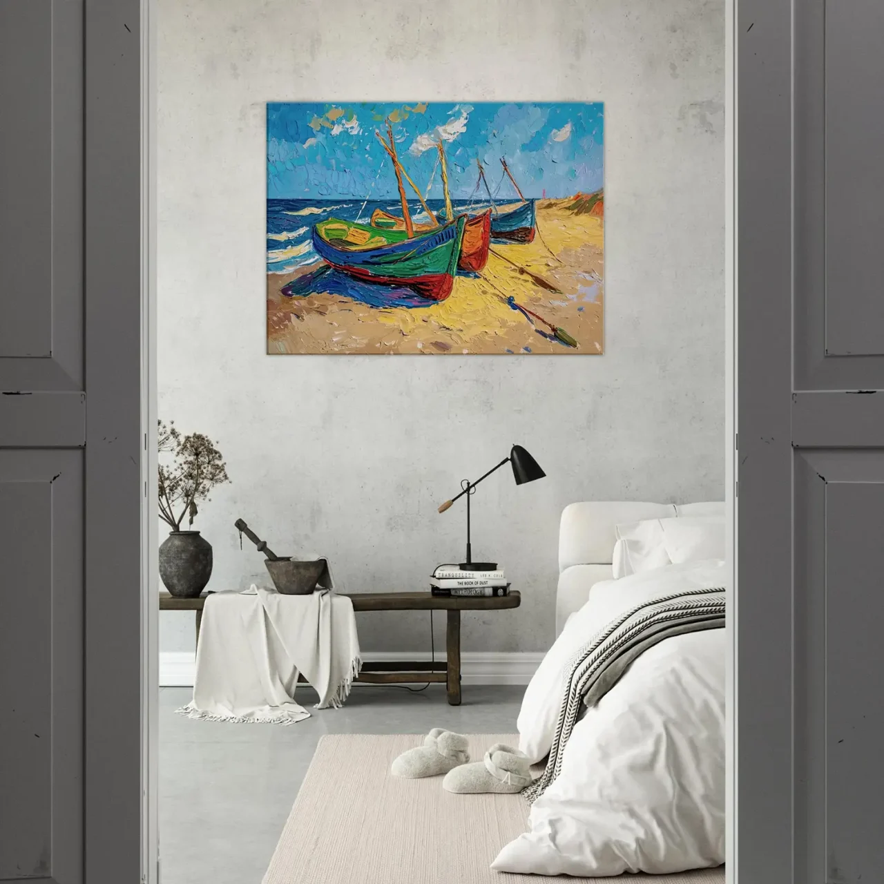 Bateaux de pèche sur la plage style Van Gogh Bateaux de pèche sur la plage style Van Gogh