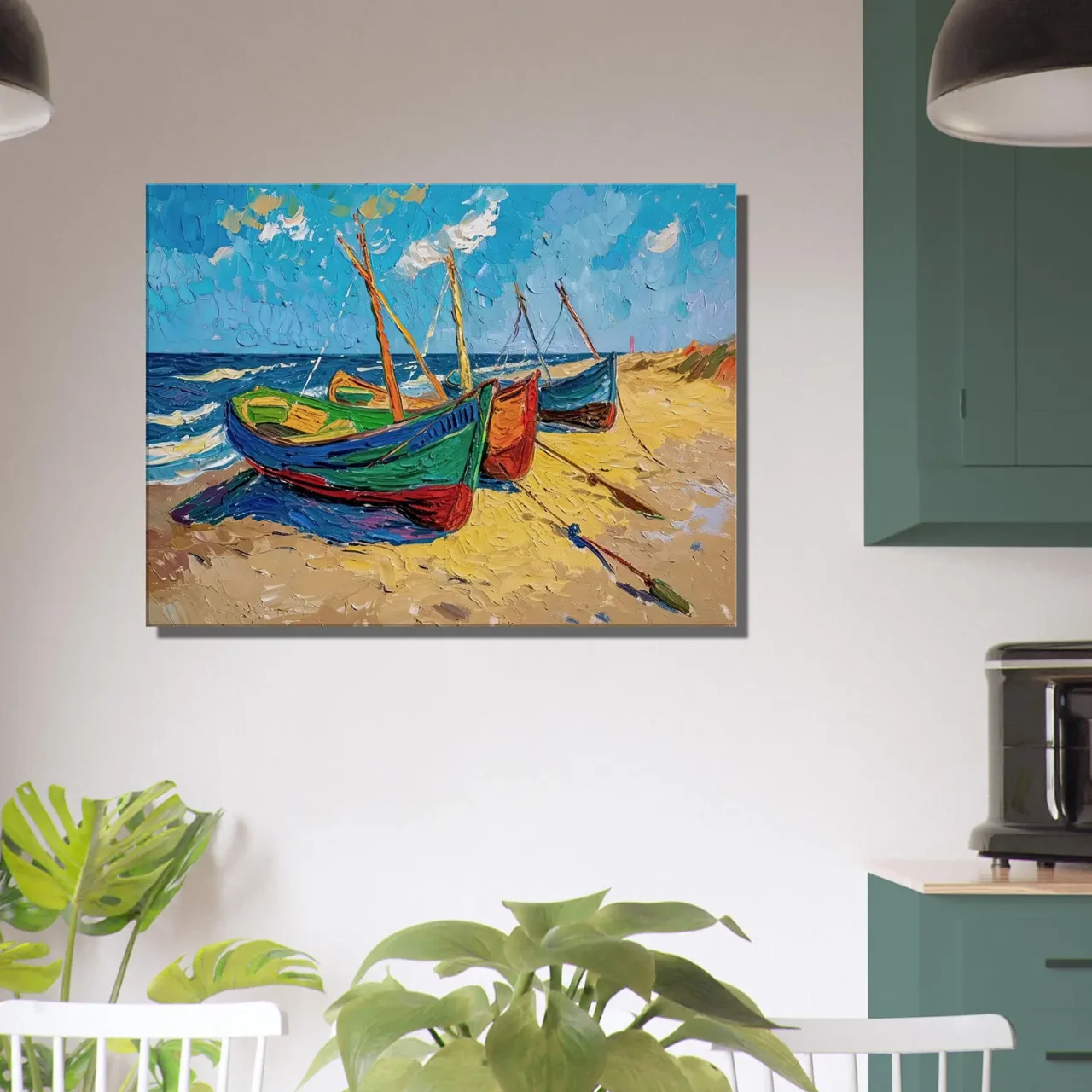 Bateaux de pèche sur la plage style Van Gogh Bateaux de pèche sur la plage style Van Gogh