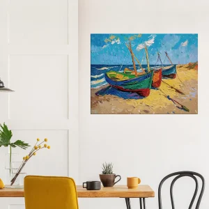 Bateaux de pèche sur la plage style Van Gogh Bateaux de pèche sur la plage style Van Gogh