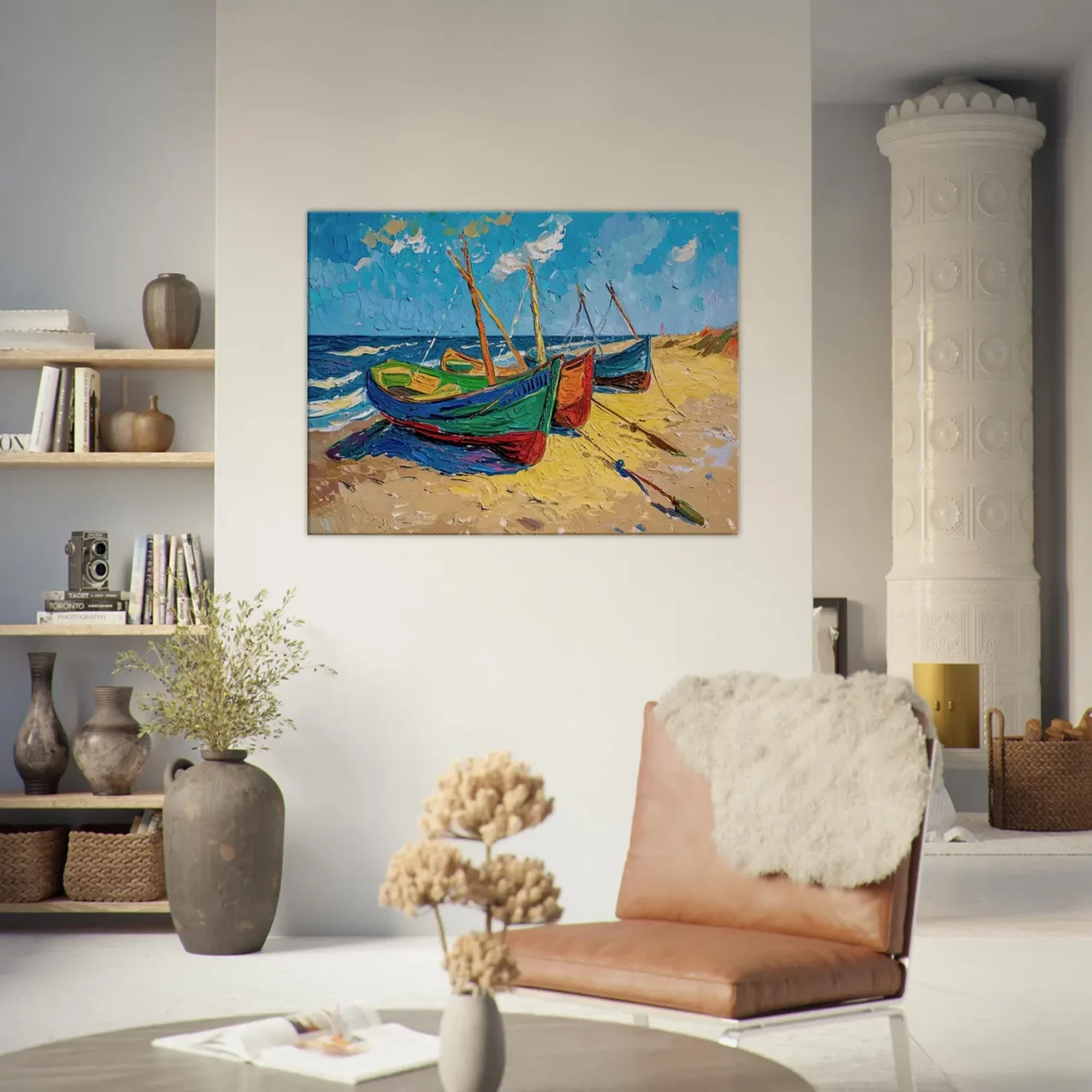 Bateaux de pèche sur la plage style Van Gogh Bateaux de pèche sur la plage style Van Gogh