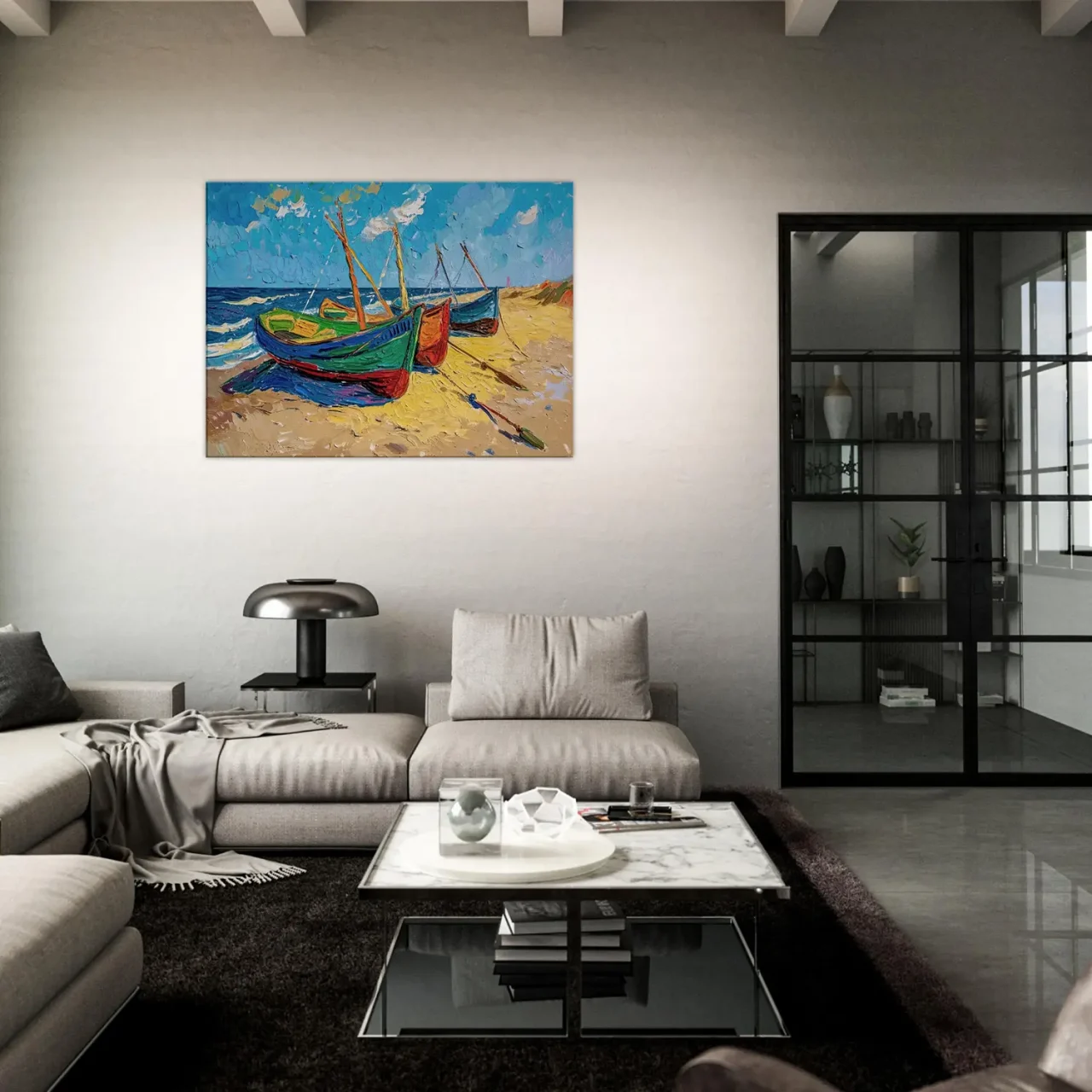 Bateaux de pèche sur la plage style Van Gogh Bateaux de pèche sur la plage style Van Gogh