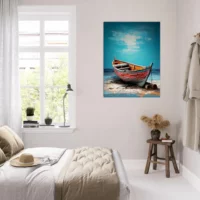 Cadre bateau de pêcheur sur la plage