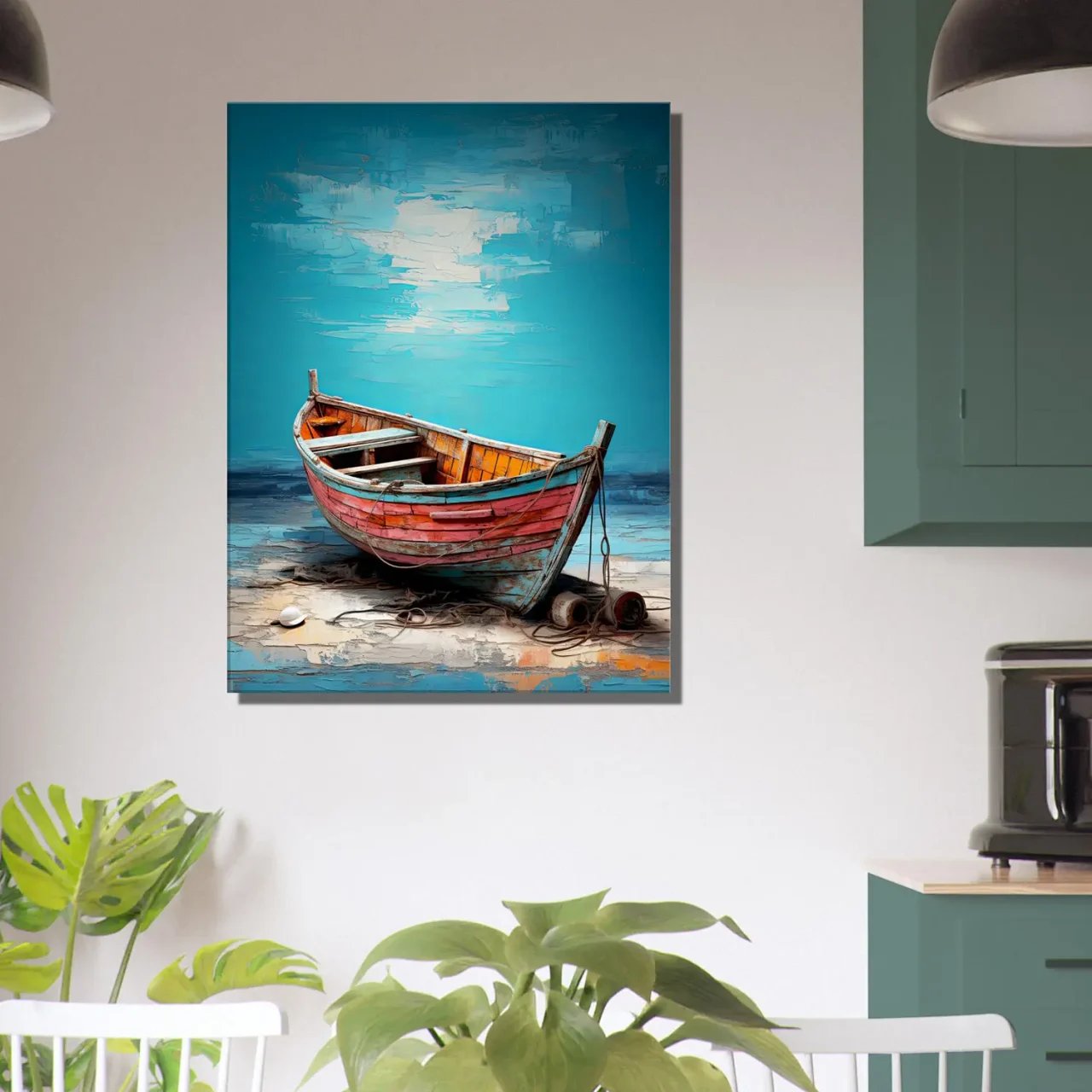 Cadre bateau de pêcheur sur la plage