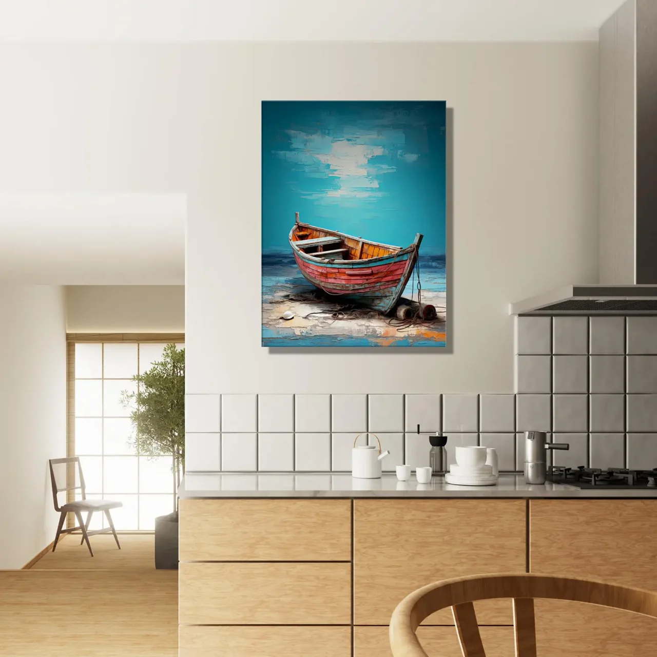 Cadre bateau de pêcheur sur la plage