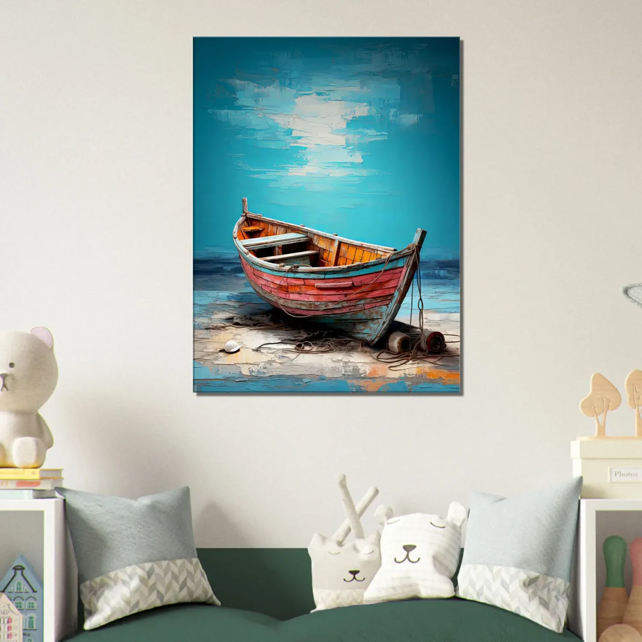 Cadre bateau de pêcheur sur la plage