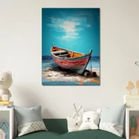 Cadre bateau de pêcheur sur la plage