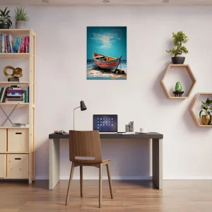 Cadre bateau de pêcheur sur la plage