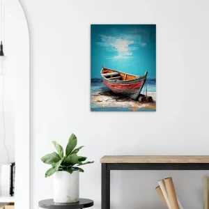 Cadre bateau de pêcheur sur la plage