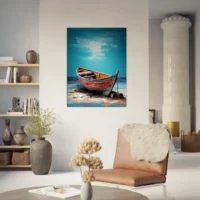 Cadre bateau de pêcheur sur la plage