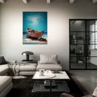 Cadre bateau de pêcheur sur la plage