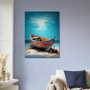 Cadre bateau de pêcheur sur la plage