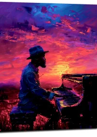 Pianiste de jazz et ciel surréaliste Pianiste de jazz - ciel surrealiste