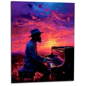Pianiste de jazz et ciel surréaliste Pianiste de jazz - ciel surrealiste
