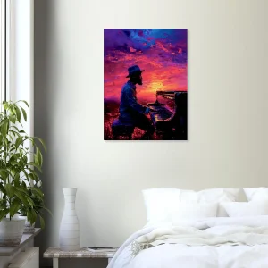 Pianiste de jazz et ciel surréaliste Pianiste de jazz et ciel surréaliste