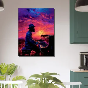 Pianiste de jazz et ciel surréaliste Pianiste de jazz et ciel surréaliste