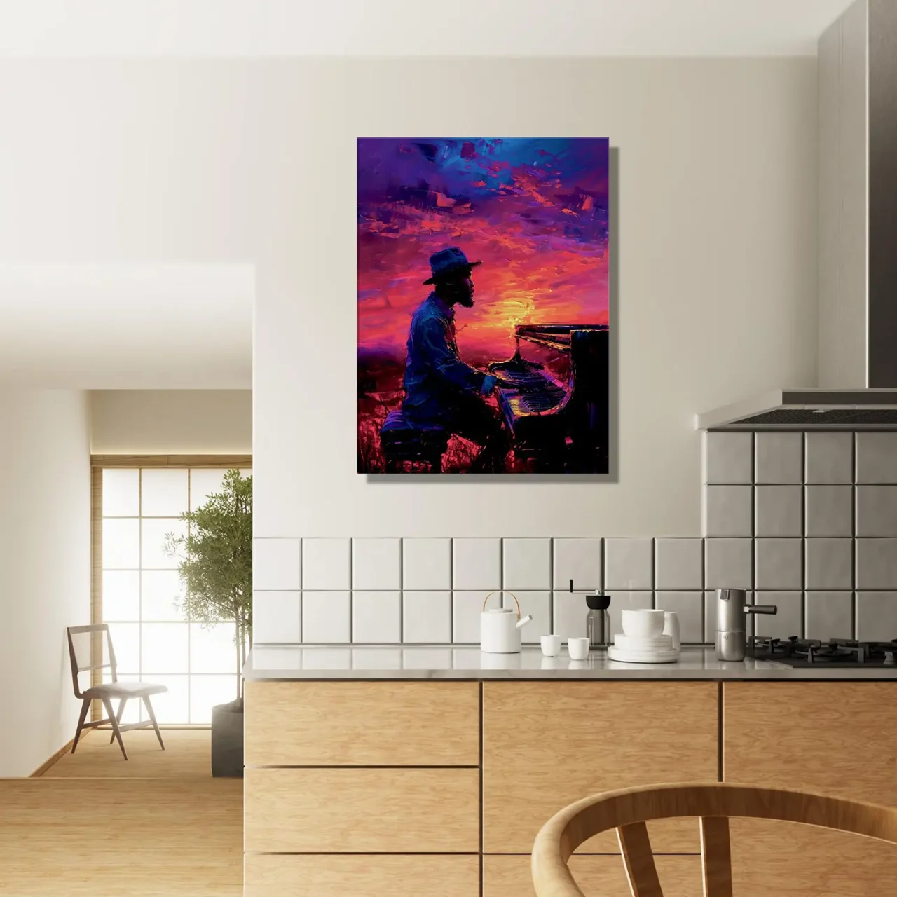 Pianiste de jazz et ciel surréaliste Pianiste de jazz et ciel surréaliste