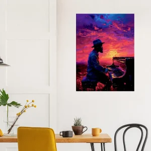 Pianiste de jazz et ciel surréaliste Pianiste de jazz et ciel surréaliste