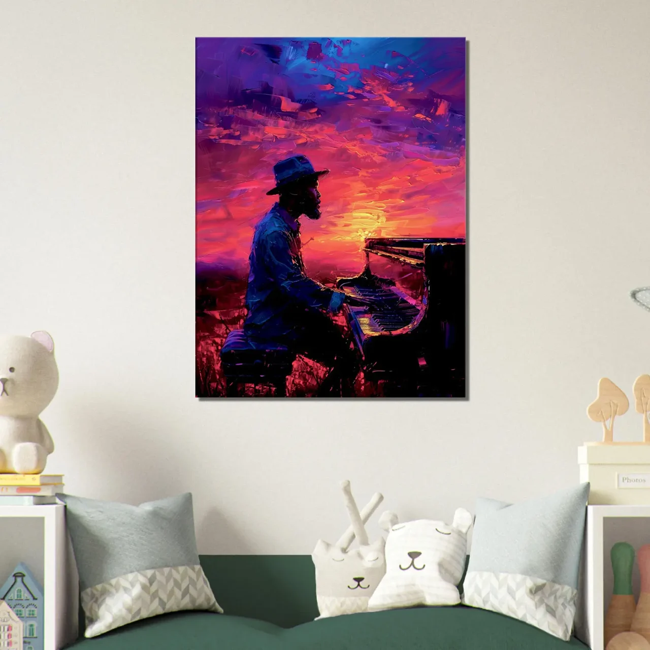 Pianiste de jazz et ciel surréaliste Pianiste de jazz et ciel surréaliste