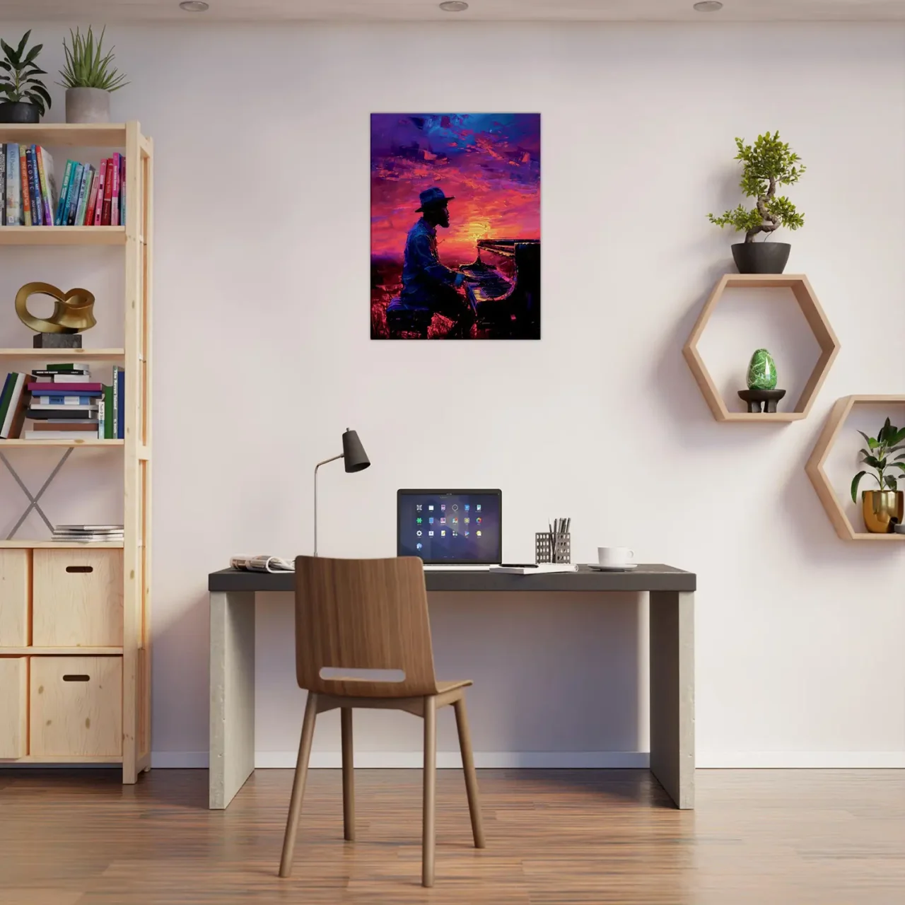 Pianiste de jazz et ciel surréaliste Pianiste de jazz et ciel surréaliste