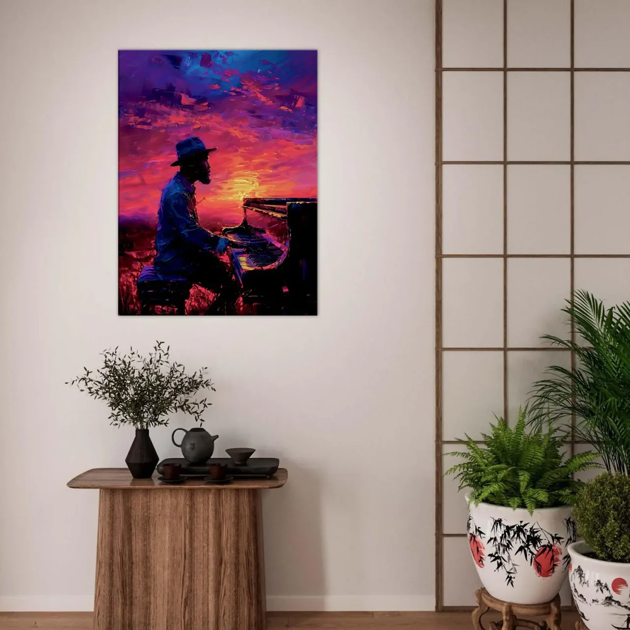 Pianiste de jazz et ciel surréaliste Pianiste de jazz et ciel surréaliste