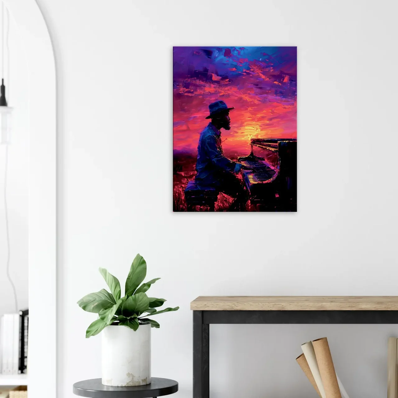 Pianiste de jazz et ciel surréaliste Pianiste de jazz et ciel surréaliste