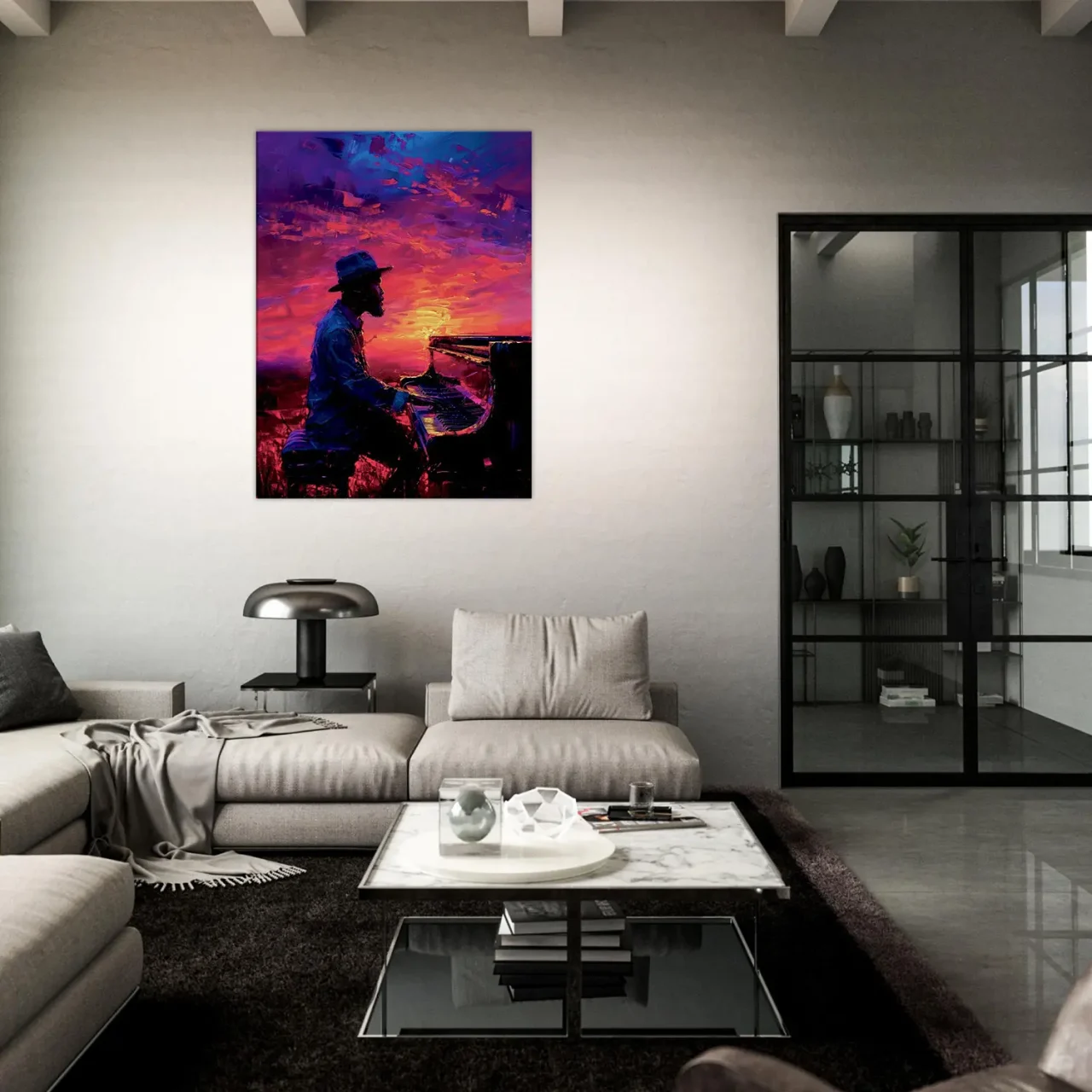 Pianiste de jazz et ciel surréaliste Pianiste de jazz et ciel surréaliste