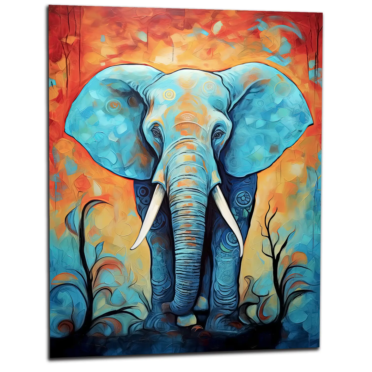 Tableau Aquarelle Vibrante Eléphant majestueux