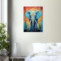 Tableau Aquarelle Vibrante Eléphant majestueux