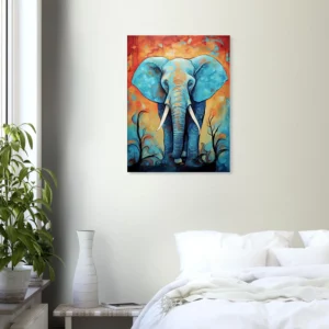 Tableau Aquarelle Vibrante Eléphant majestueux