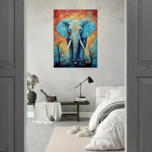 Tableau Aquarelle Vibrante Eléphant majestueux